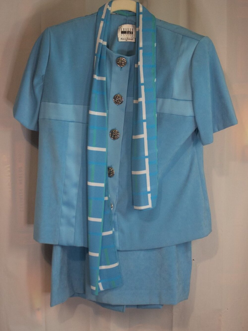 Leslie Fay Vintage Blue Skirt Suit 3-Piesce Set Size 6P
